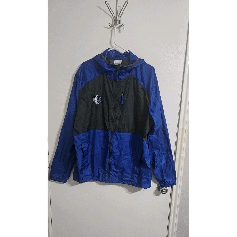 Columbia Dallas Mavericks Mens Flash Forward Windbreaker Jacket Sz L Hooded